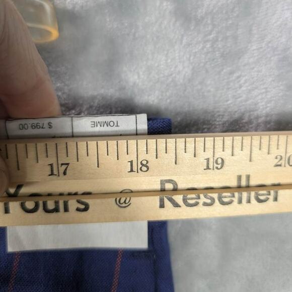 STATEMENT Pants Mens 38 SHORT Tomme Blue Plaid Sapphire Wool Italy Preppy Career - Picture 3 of 10